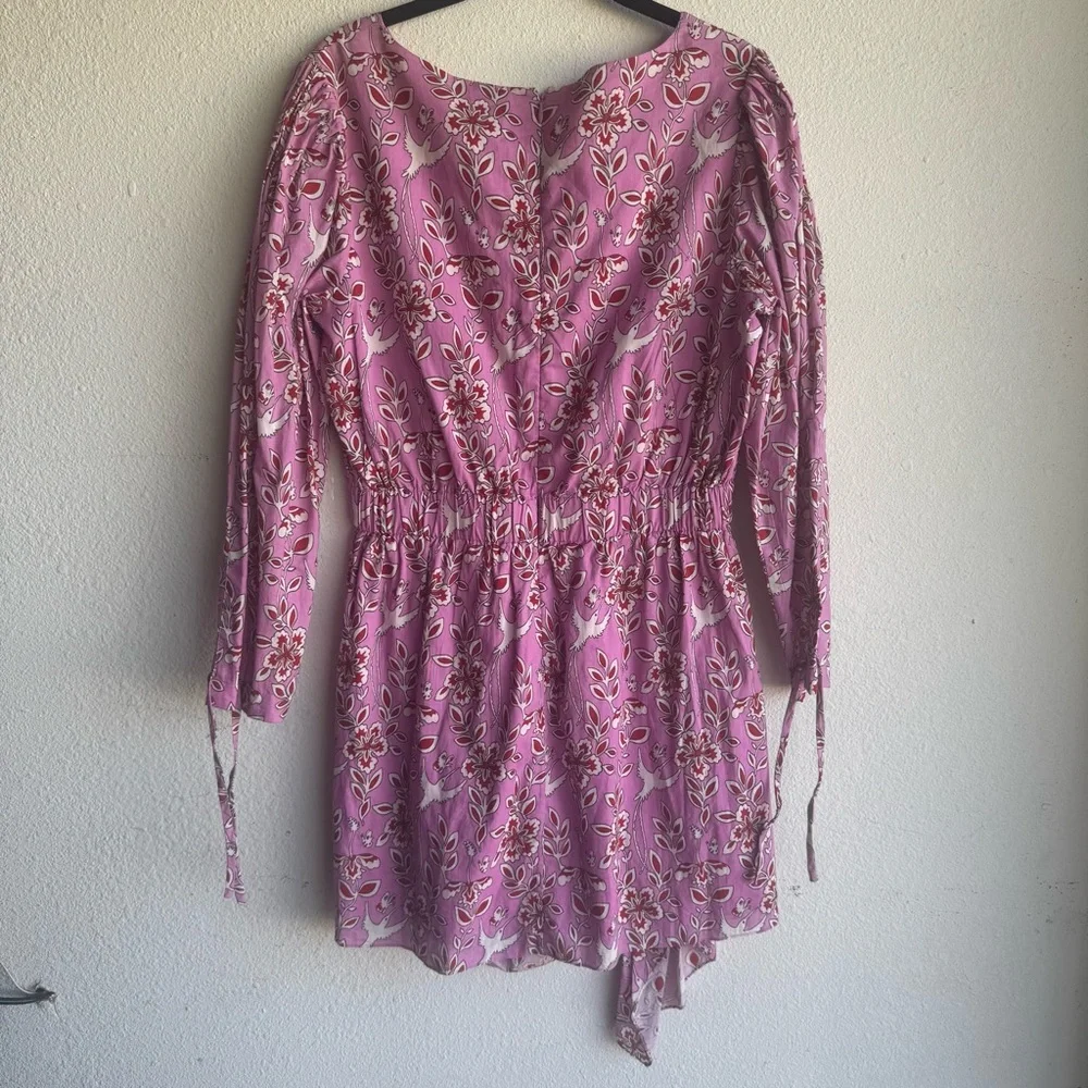 RHODE Piper Printed Mini Dress in Pink Eden Size L - Picture 5 of 7